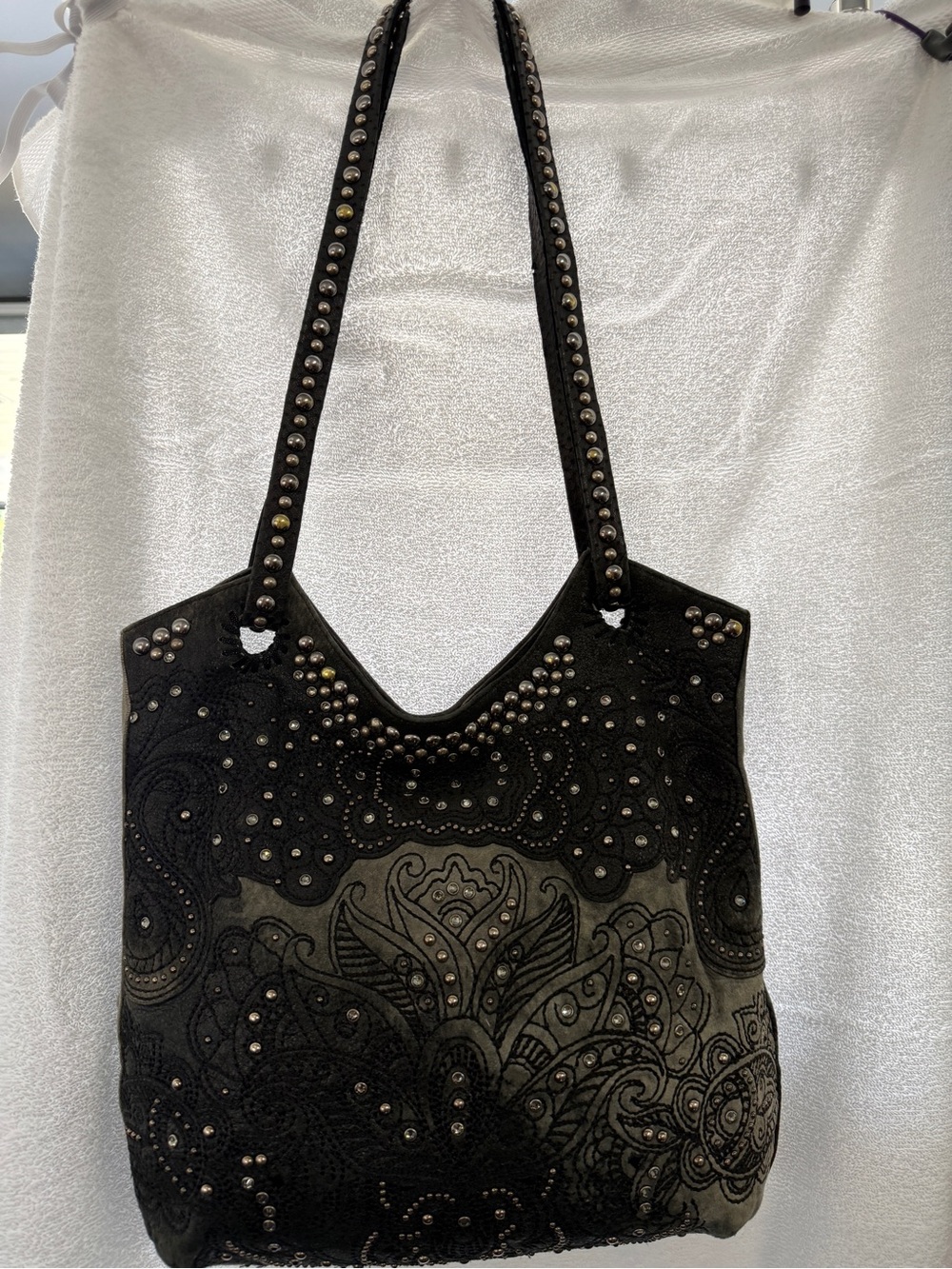 Kippys Black Studded Paisley Shoulder Bag